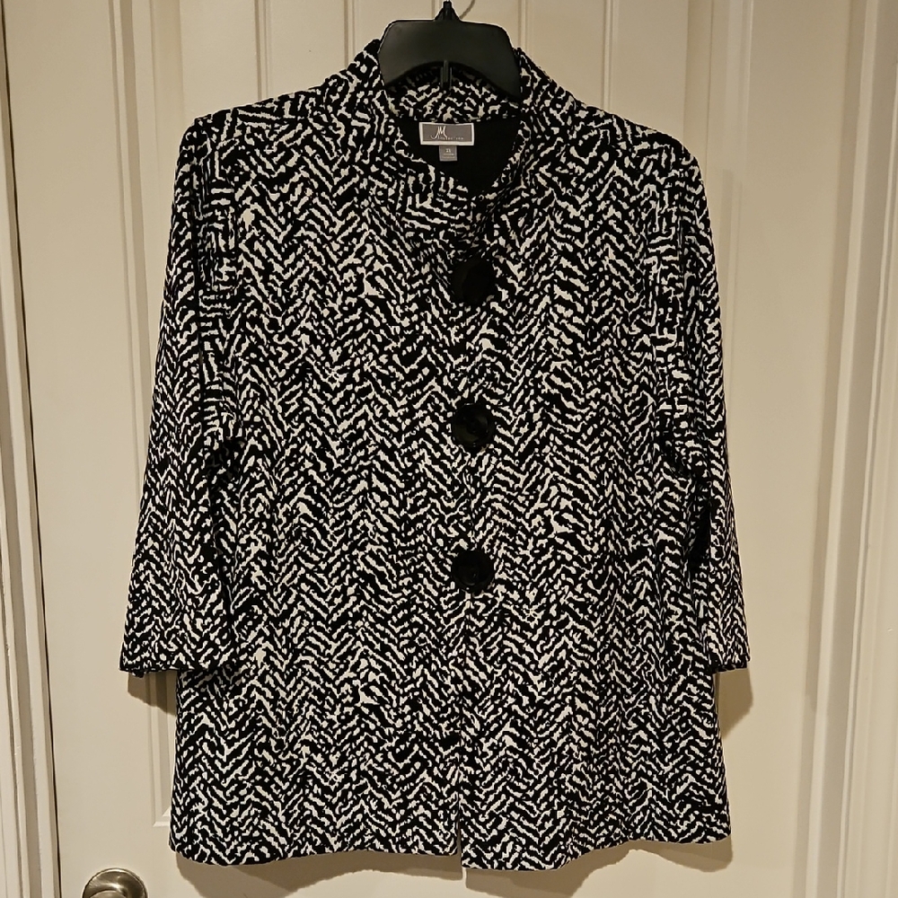 JM Collection Black and White Textured Blazer